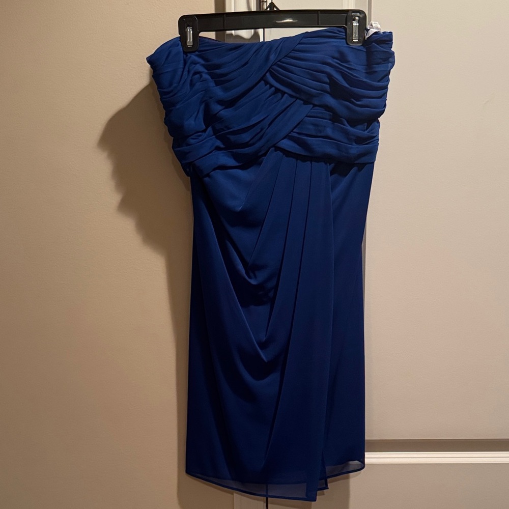 David's Bridal Strapless Royal Blue Dress